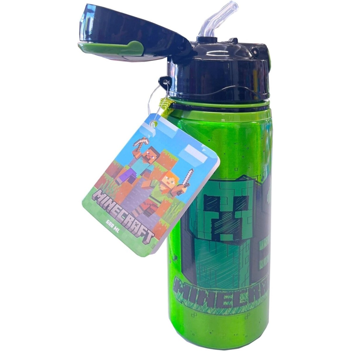 MINECRAFT BORRACCIA IN ALLUMINIO CON TRACOLLA 600ML.