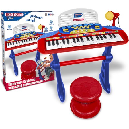 Tastiera 37 tasti con gambe, microfono e sgabello