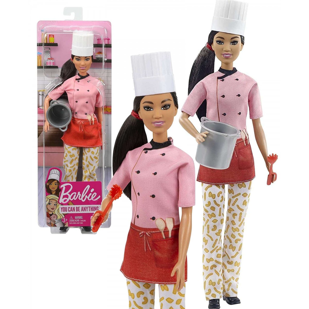 Mattel - Barbie - Bambola Pasta Chef, con giacca e cappello da chef e tanti  accessori, GTW38