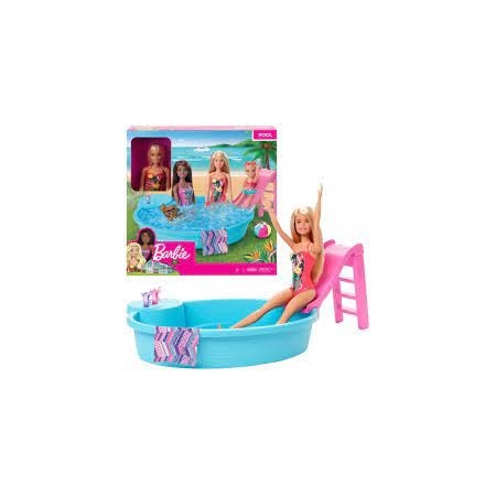 BARBIE PISCINA BAMBOLA CON ACCESSORI