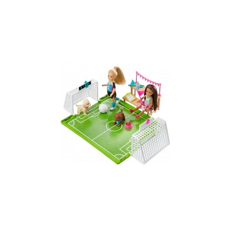 BARBIE CHELSEA CON CUCCIOLI CON CAMPO DA CALCIO