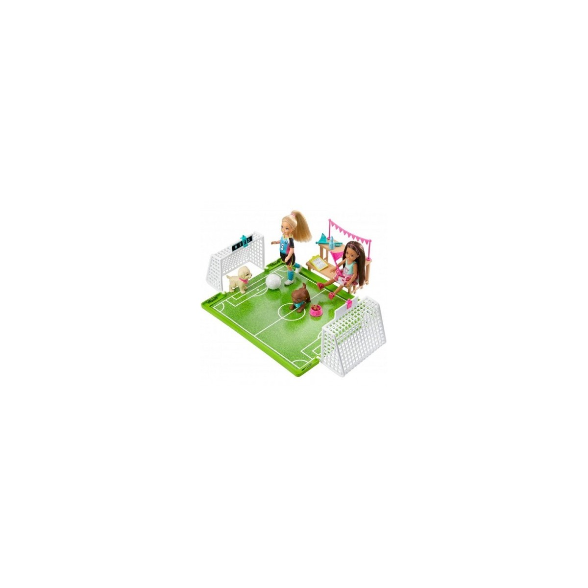 BARBIE CHELSEA CON CUCCIOLI CON CAMPO DA CALCIO