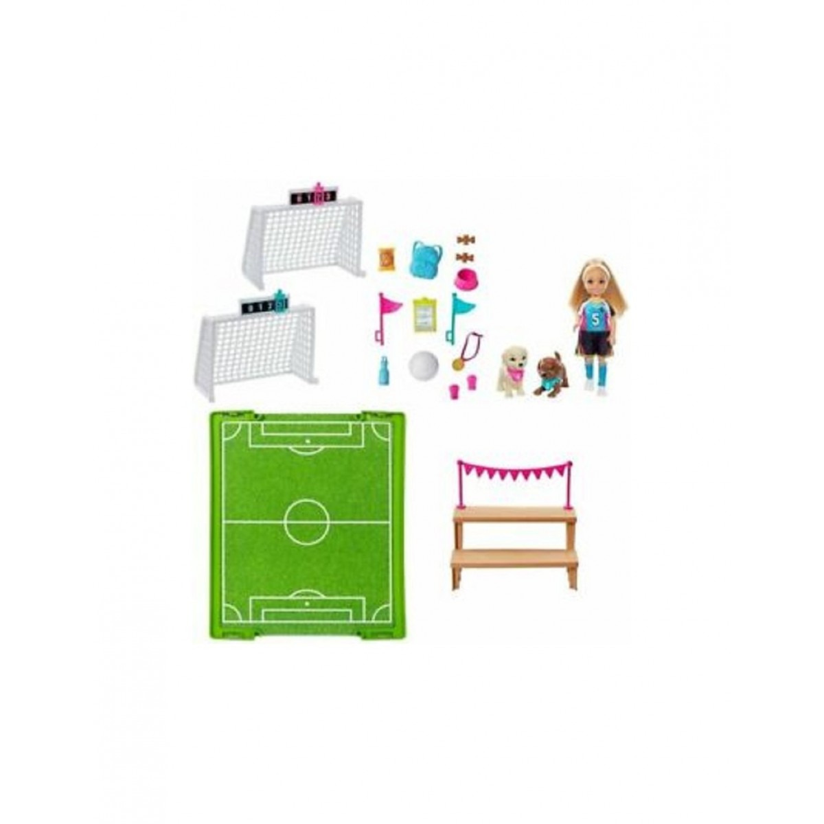 BARBIE CHELSEA CON CUCCIOLI CON CAMPO DA CALCIO