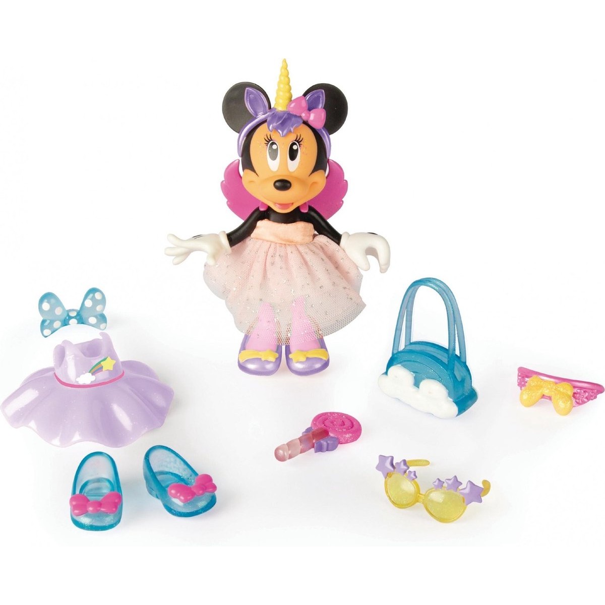 MINNIE FANTASY UNICORN BAMBOLA CON 10 ACCESSORI