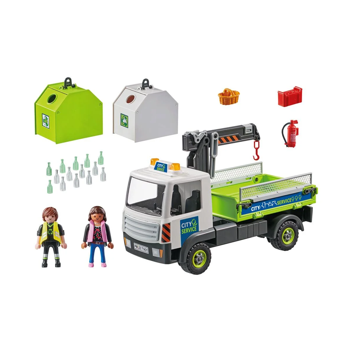 PLAYMOBIL CITY PULIZIA CAMION TRAPORTO CONTENITORI RIFIUTI 71431