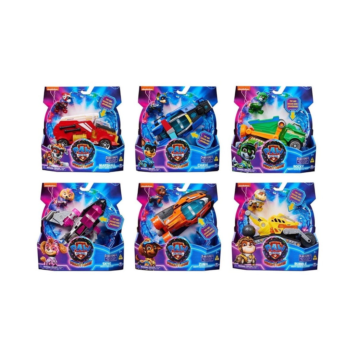 PAW PATROL THE MIGHT MOVIE VEICOLI LUMINOSI CON PERSONAGGIO AST.