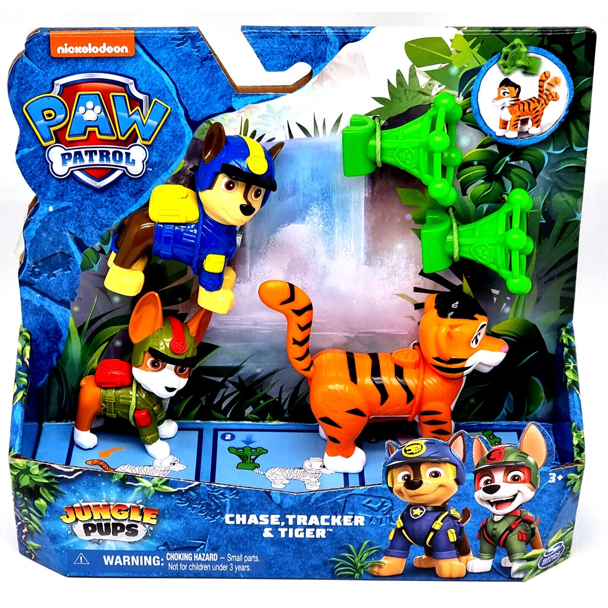 PAW PATROL JUNGLE PUPS  CONFEZIONE  2 PERSONAGGI CON ANIMALETTO