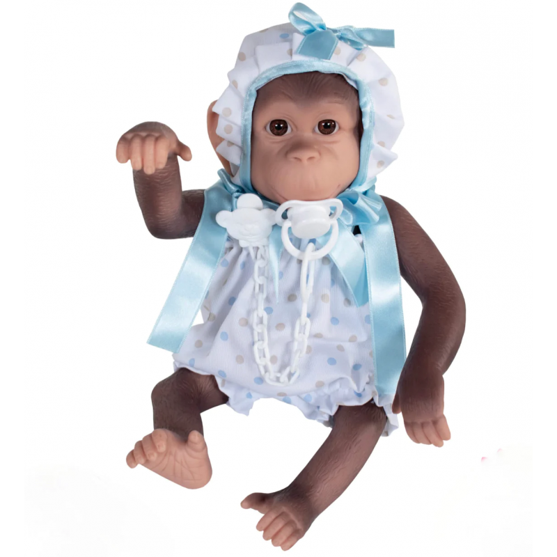 REBORN SCIMMIETTA AZZURRA CON CUCCIO E CUSCINO 36301
