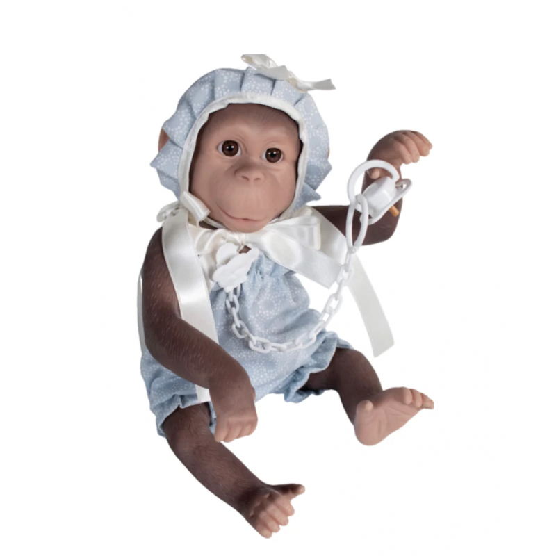 REBORN SCIMMIETTA AZZURRA CON CUCCIO E CUSCINO 36CM. 36303