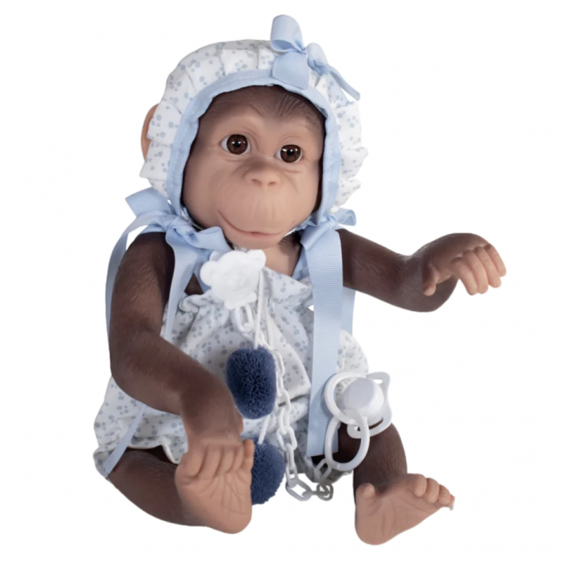 REBORN SCIMMIETTA AZZURRA CON CUCCIO E CUSCINO 36CM. 36305