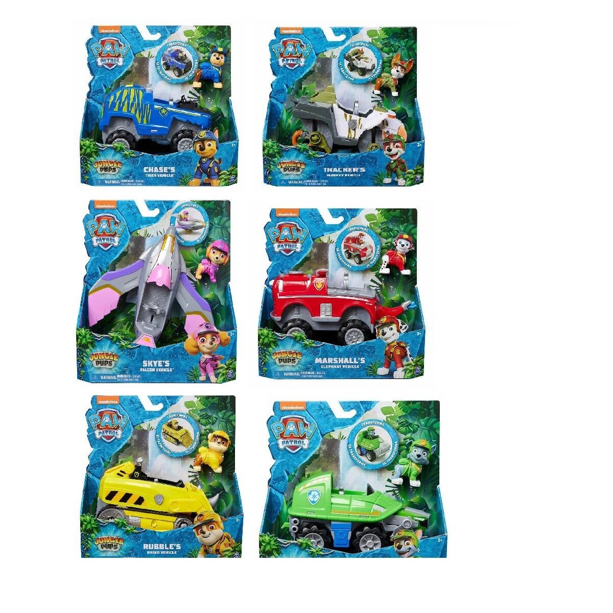 PAW PATROL JUNGLE PUPS VEICOLI CON PERSONAGGI ASS.