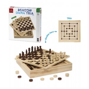 DAMA SCACCHI TRIA TOP LEGNO 30CM.