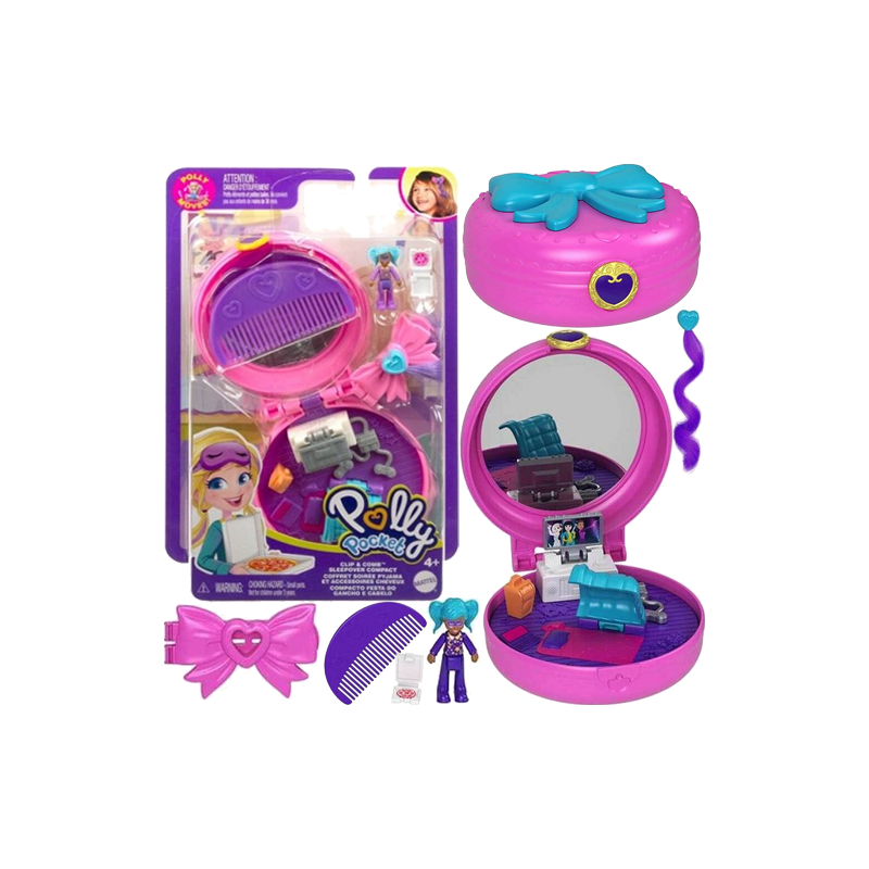 POLLY POCKET CLIP & COMB SLEEPOVER COMPACT